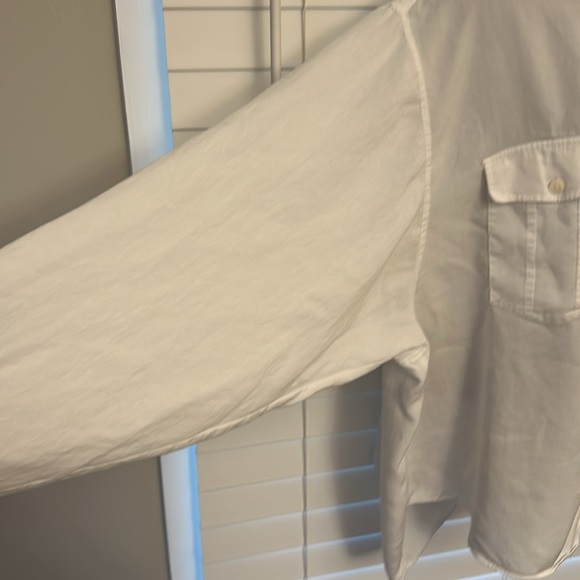 Zara White Oversized Linen Button Down with Pockets - Picture 2 of 3
